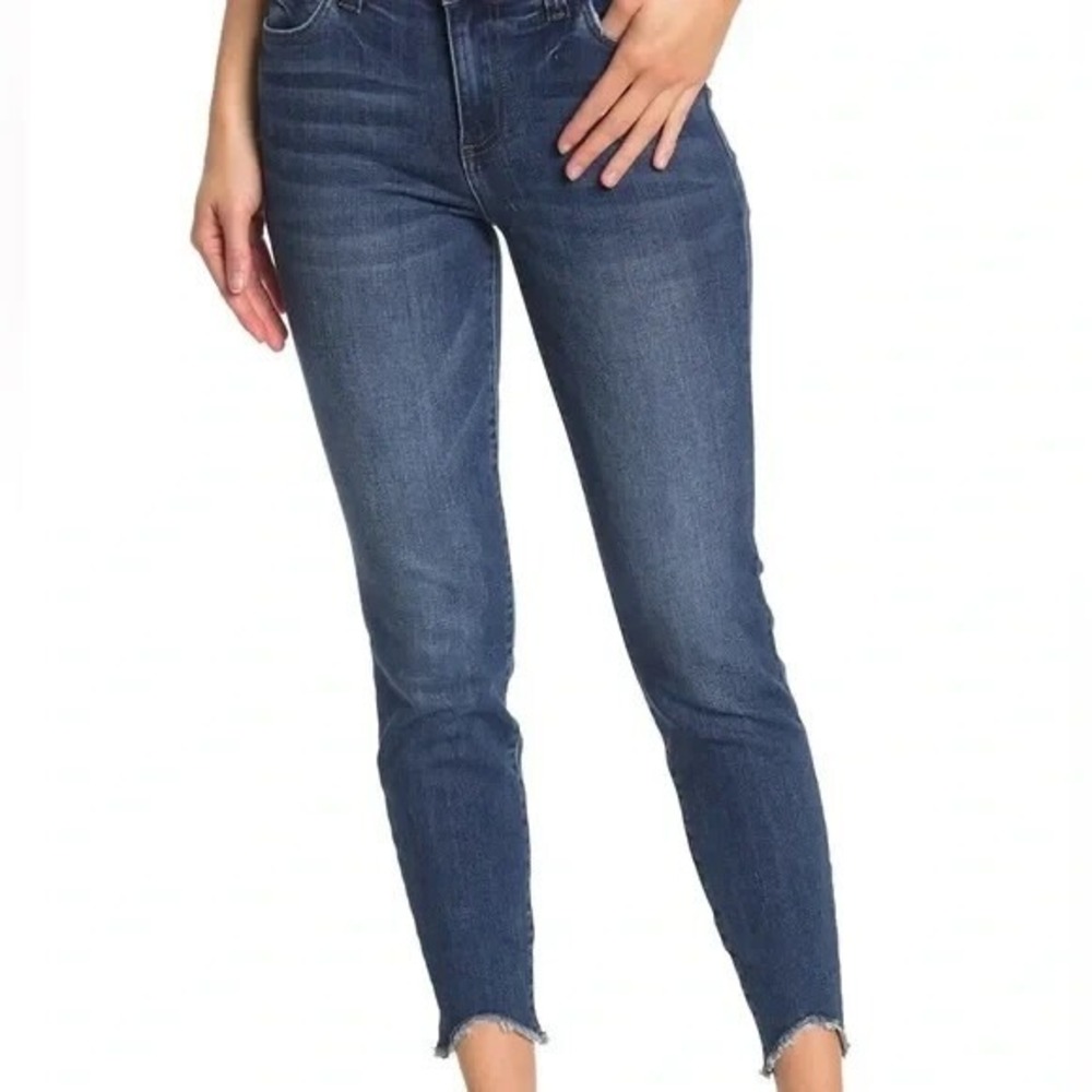 Kut from the Kloth Carlo Ankle Jeans Women 2 Blue Sharkbite Hem Edgy Mid Rise